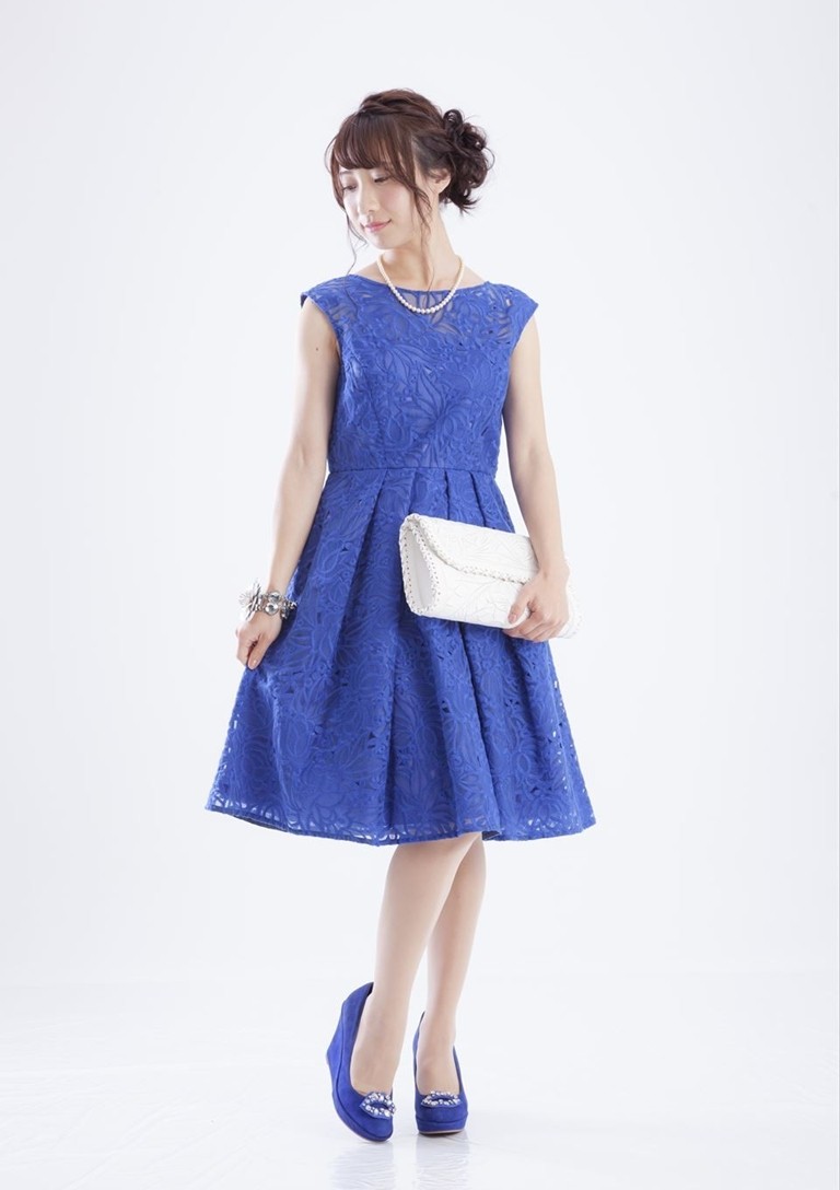 Grace Classのロイヤルブルー フラワージャガードドレス 1 