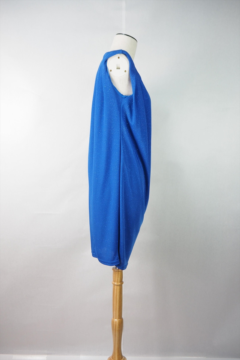 Iラインショルダータックドレス ブルー 1 
