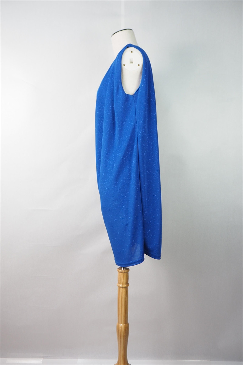 Iラインショルダータックドレス ブルー 1 