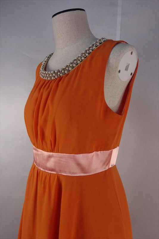 ビジューネックドレス オレンジ 1 